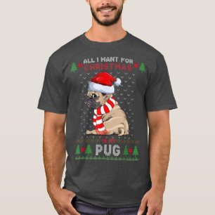 T-shirt Amoureux de chien drôle Carlin mignon Santa Hat ma