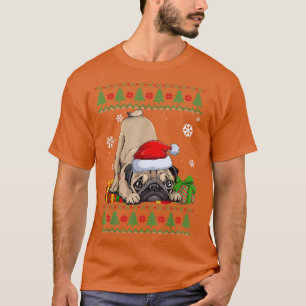 T-shirt Amoureux de chien drôle CARLIN mignon Santa Hat ma