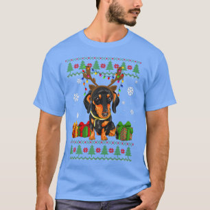 T-shirt Amoureux de chien drôle Dachshund Santa Hat Ugly C