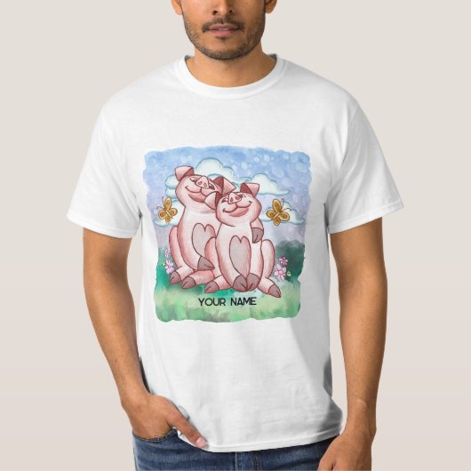 T-shirt Amoureux de cochons (Devant)