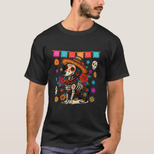 T-shirt Amoureux de Dachshund Crâne de Sucre Mexicain Dia