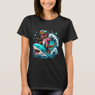 T-shirt Amoureux de la plage T-rex dinosaure chevauchant u