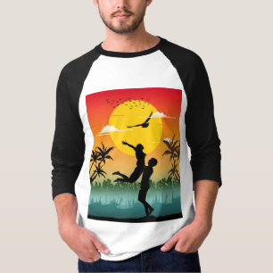 T-shirt Amoureux de la silhouette du coucher du soleil Cad