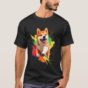 T-shirt Amoureux de l'Akita Splash Art Coloré Chien Akita