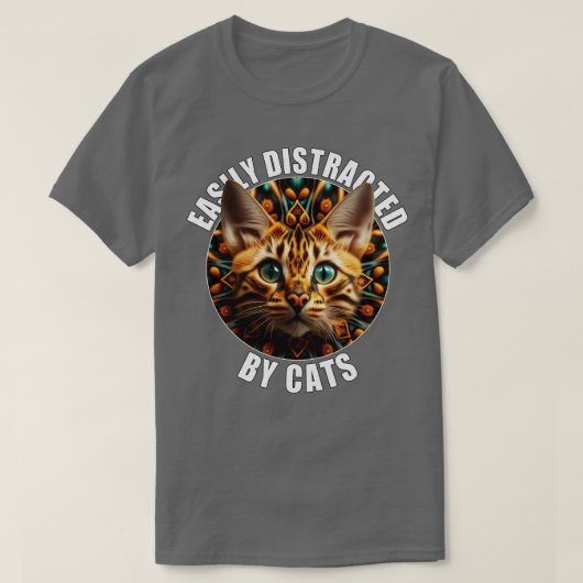T-shirt Amoureux de les chats Facilement Distrait Par Les  (Design devant)