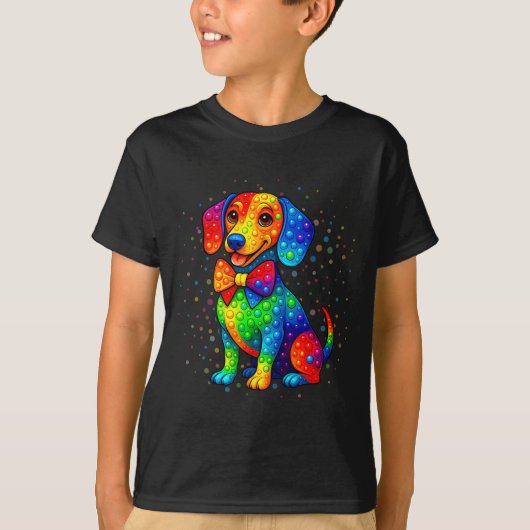 T-shirt Amoureux de les chiens Dachshund Pois Joyeux Dot D (Devant)