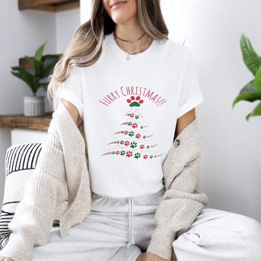 T-shirt Amoureux de les chiens Paw Christmas Tree | Fer No