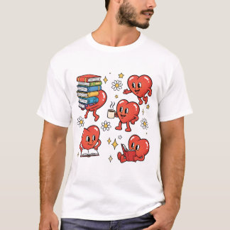 T-shirt Amoureux de livres au cœur rétro