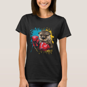 T-shirt Amoureux de loutre de boxe Gants de boxe Kickboxin