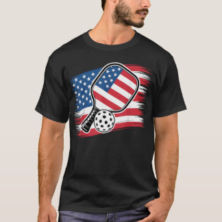 T-shirt Amoureux de Pickleball Drapeau Américain 14 Juille