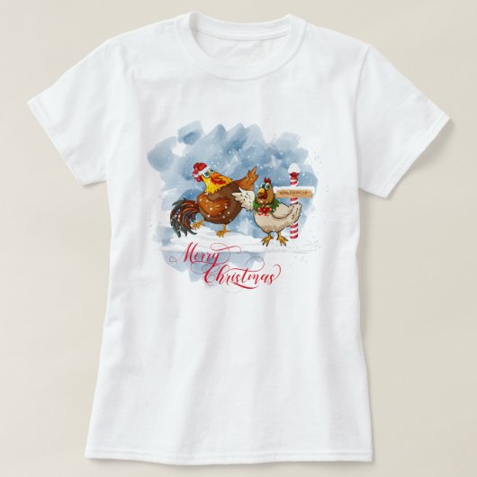 T-shirt Amoureux de poulet amusant Noël Pôle Nord (Design devant)