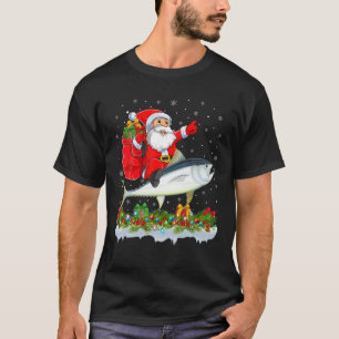 T-shirt Amoureux de thon Poisson Père Noël équitation thon