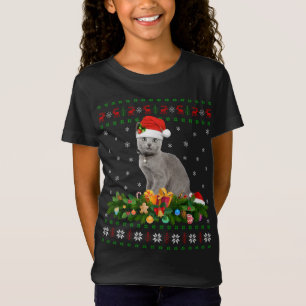 T-Shirt Amoureux des animaux Chat Santa Hat Vilain Russe B