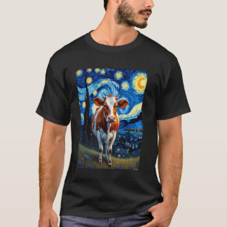 T-shirt Amoureux des animaux de bovine de vache de nuit ét