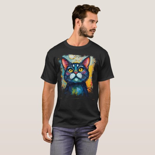 T-shirt Amoureux des chats - abstraction d'oeuvres (Devant entier)