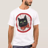 T-shirt Amoureux des chats Bow Cravate Noir Rouge Vert Nom (Devant)