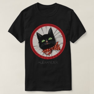 T-shirt Amoureux des chats Bow Cravate Rouge Noir Vert Cus