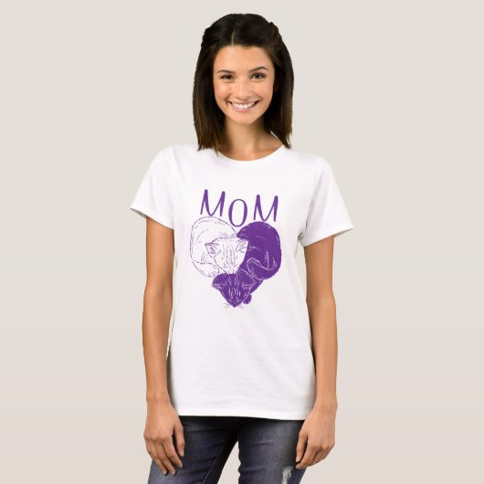 T-shirt AMOUREUX DES CHATS | Chat Maman Violet (Devant entier)