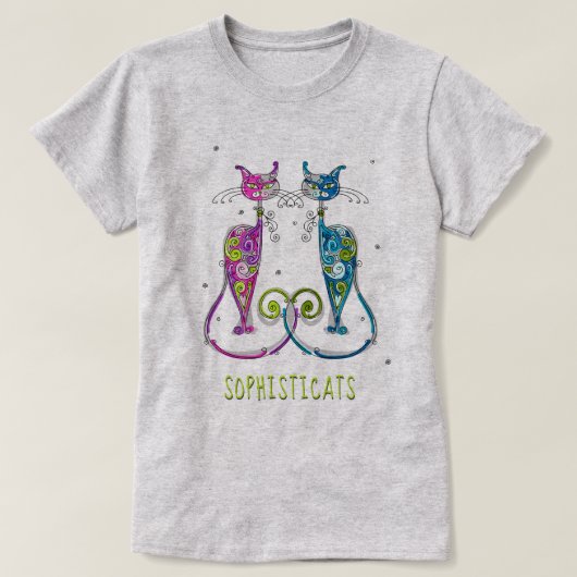 T-shirt AMOUREUX DES CHATS | Chats sophistiqués Abstraits (Design devant)