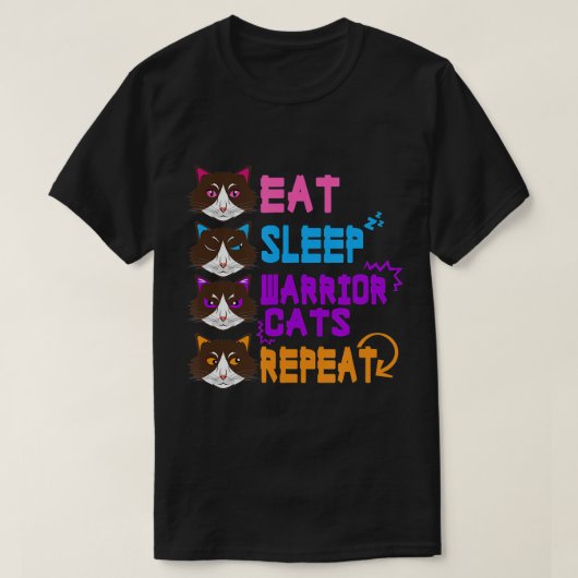 T-shirt Amoureux des chats Design Manger Dormir Chat Guerr (Design devant)