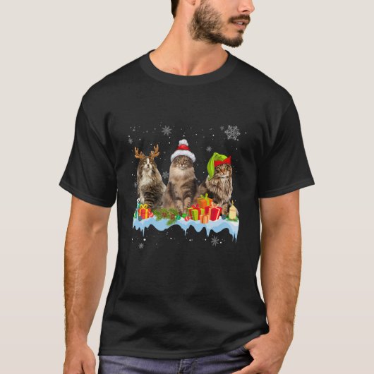 T-shirt amoureux des chats Funny Norwegian Forest Tree Noë (Devant)