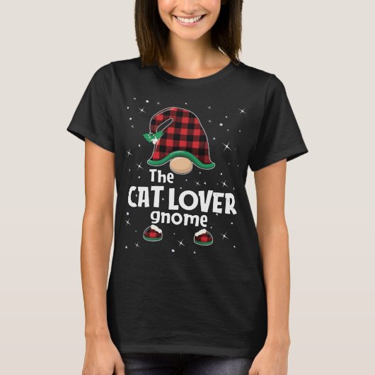 T-shirt Amoureux des chats Gnome Buffalo Plaid Corresponda (Devant)