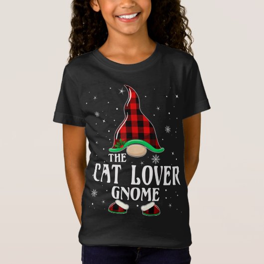 T-Shirt Amoureux des chats Gnome Buffalo Plaid Matching Fa (Devant)