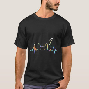 T-shirt Amoureux des chats Heartbeat Animal Silhouette Cut