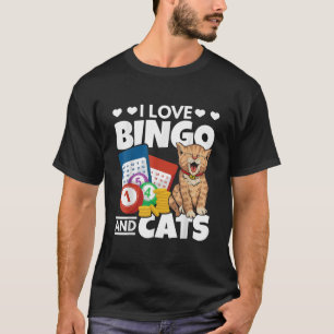T-shirt Amoureux des chats I Love Bingo Et Chats Jeu Bingo