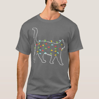 T-shirt Amoureux des chats Noël Arbre Lumière Pyjama Noël