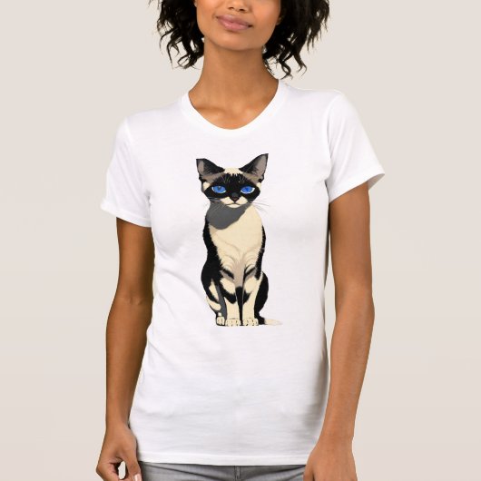 T-shirt Amoureux des chats Siamese Cat Art bleu (Devant)