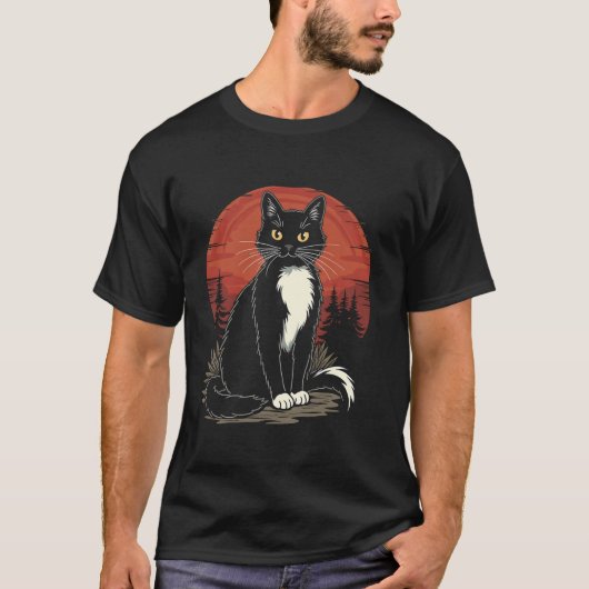 T-shirt Amoureux des chats Sunset Forest Graphisme (Devant)