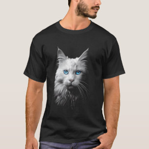 T-shirt Amoureux des Chats Yeux Bleus Chat Chaton Animal F