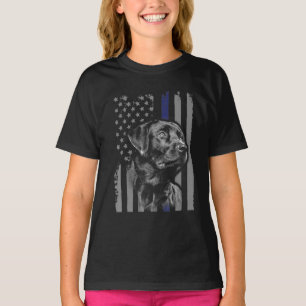 T-shirt Amoureux des chiens   Black Labrador American Flag