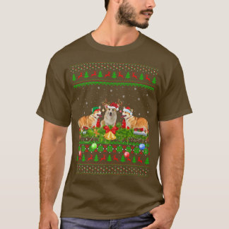 T-shirt Amoureux des chiens Corgi Xmas Éclairage Père Noël