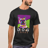 T-shirt Amoureux des chiens d'art pop vert et violet (Devant)