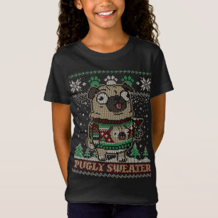 T-Shirt Amoureux des chiens de Noël moche Carlin Joyeux Pu