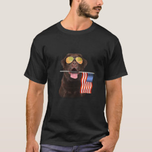 T-shirt Amoureux des chiens Drapeau américain au chocola