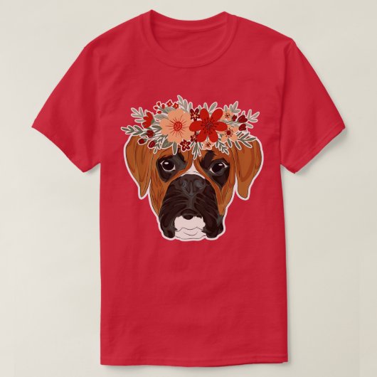 T-shirt Amoureux des chiens Floral Flower Crown Boxer (Design devant)