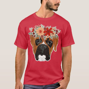 T-shirt Amoureux des chiens Floral Flower Crown Boxer