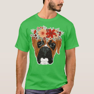 T-shirt Amoureux des chiens Floral Flower Crown Boxer