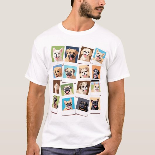 T-shirt Amoureux des chiens - Joli collage de styl (Devant)