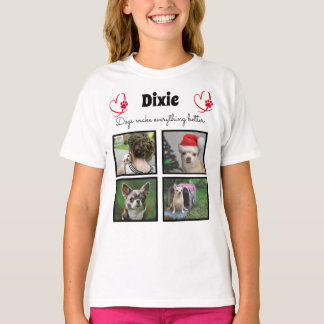 T-shirt Amoureux des chiens personnalisé 4 photo collage p