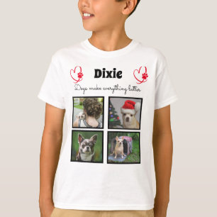 T-shirt Amoureux des chiens personnalisé 4 photo collage p