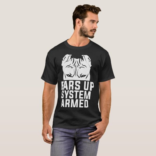 T-shirt Amoureux des chiens Pitbull armé du système Ears U (Devant entier)