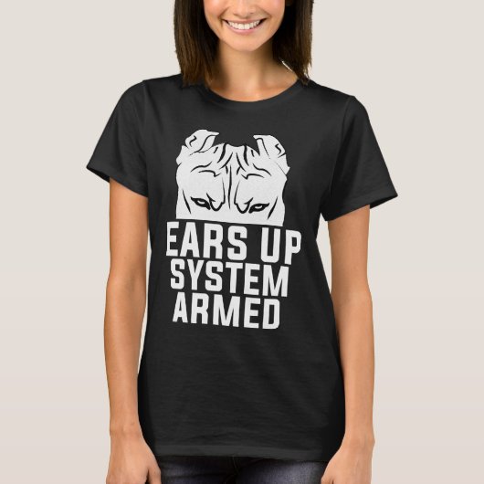 T-shirt Amoureux des chiens Pitbull armé du système Ears U (Devant)