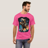 T-shirt Amoureux des chiens spatial équitation Dinosaur T (Devant entier)
