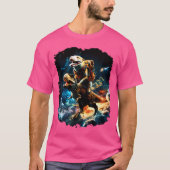T-shirt Amoureux des chiens spatial équitation Dinosaur T (Devant)