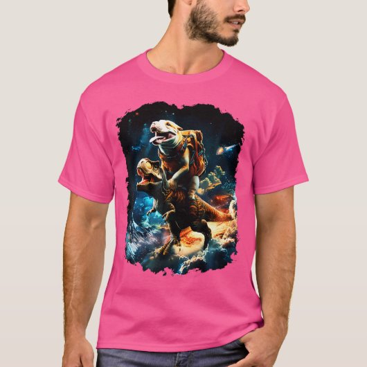 T-shirt Amoureux des chiens spatial équitation Dinosaur T (Devant)
