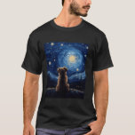 T-shirt Amoureux des chiens Vincent Van Gogh Starry Chiens<br><div class="desc">Amoureux des chiens Vincent Van Gogh Chiens de nuit Starry Chien de nuit Drôle mignon Chien Long Manche T Chemise</div>